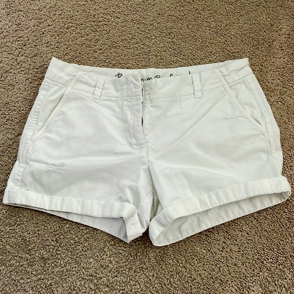 J Crew white cuffed broken-in boyfriend shorts